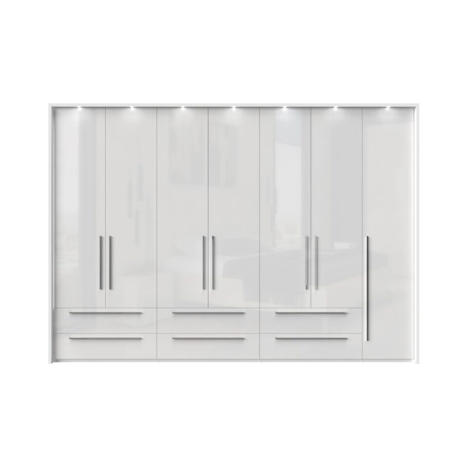 Garderobna omara z LED lajsnami Piano P76B/PN, bela