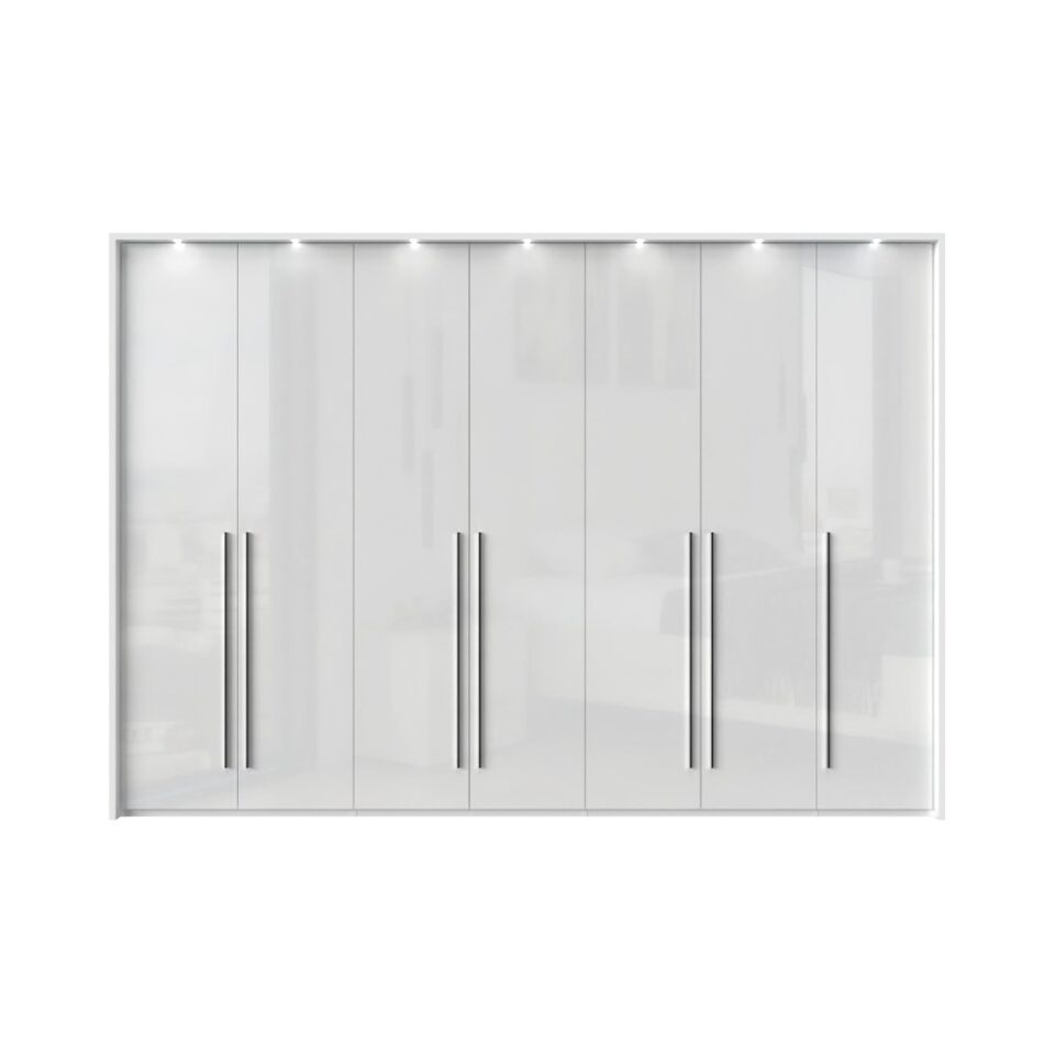 Garderobna omara z LED lajsnami Piano P7B/PN, bela