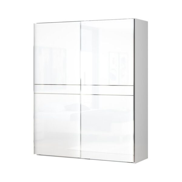 Garderobna omara z drsnimi vrati Piano PK181/PN, bela