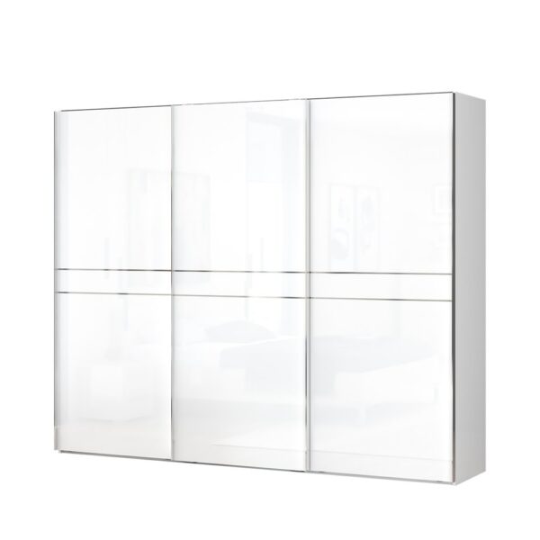 Garderobna omara z drsnimi vrati Piano PK281/PN, bela