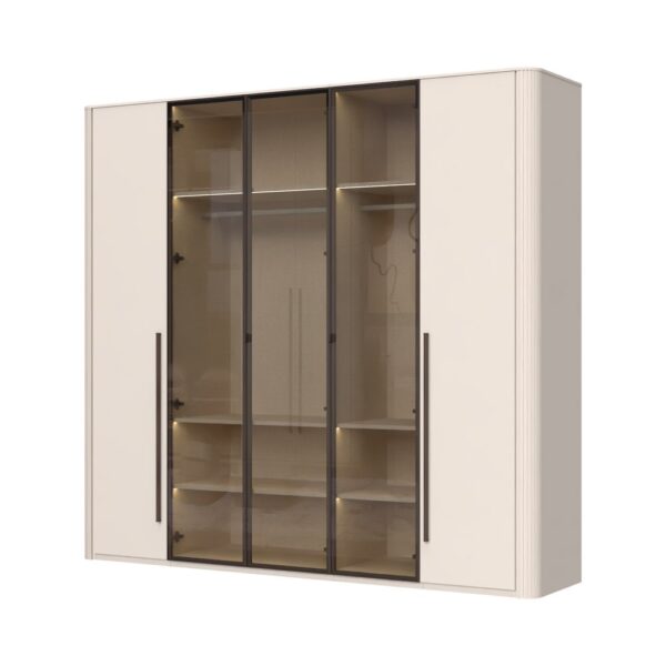 Garderobni ormar Kalla Rondo P5-3AL/RO, 5 krila (sa staklenim krilima), širina 243 cm
