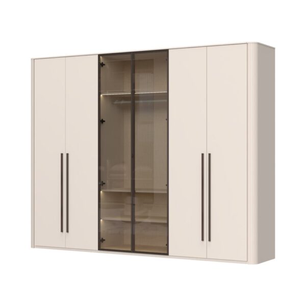 Garderobni ormar Kalla Rondo P6R-2AL/RO, 6 krila (2 staklena), širina 288 cm