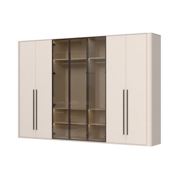 Garderobni ormar Kalla Rondo P7-3AL/RO, 7 krila (3 staklena), širina 333 cm