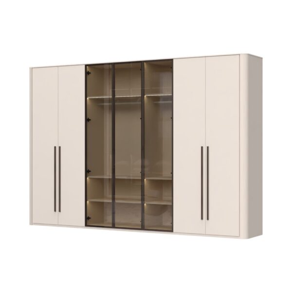 Garderobni ormar Kalla Rondo P7R-3AL/RO, 7 krila (3 staklena), širina 333 cm