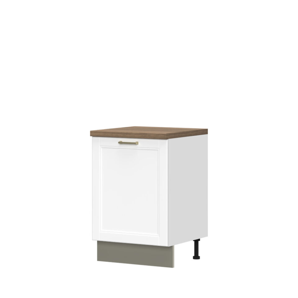 Kuhinjska spodnja omarica z enimi vrati Tara R-60-1K/4, 60 cm, korpus Bela, fronta Bela mat lak