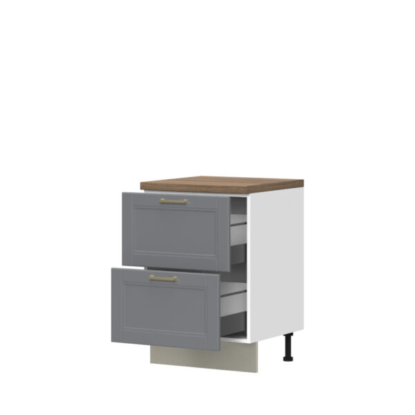 Kuhinjska spodnja omarica z dvema predaloma Tara R-60-2MBOX/4, 60 cm, korpus Bela, fronta Grafit mat lak