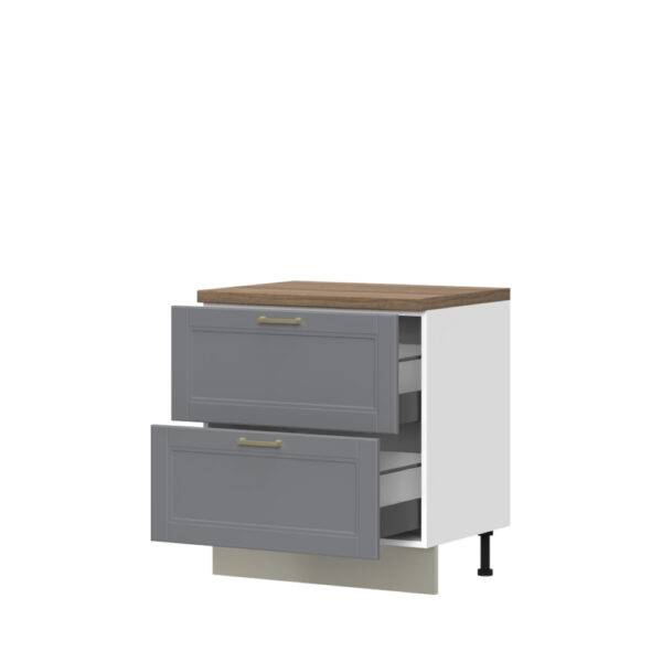 Kuhinjska spodnja omarica z dvema predaloma Tara R-80-2MBOX/4, 80 cm, korpus Bela, fronta Grafit mat lak