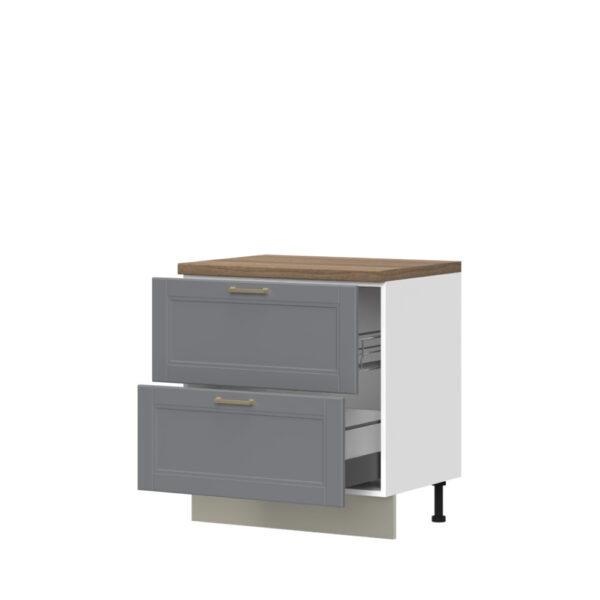 Kuhinjska spodnja omarica za korito z dvema predaloma Tara R-80-2MZ/4, 80 cm, korpus Bela, fronta Grafit mat lak