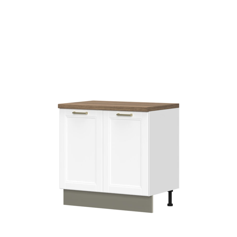 Kuhinjska spodnja omarica z dvojnimi vrati Tara R-90-2K/4, 90 cm, korpus Bela, fronta Bela mat lak