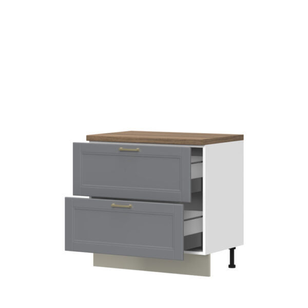 Kuhinjska spodnja omarica z dvema predaloma Tara R-90-2MBOX/4, 90 cm, korpus Bela, fronta Grafit mat lak