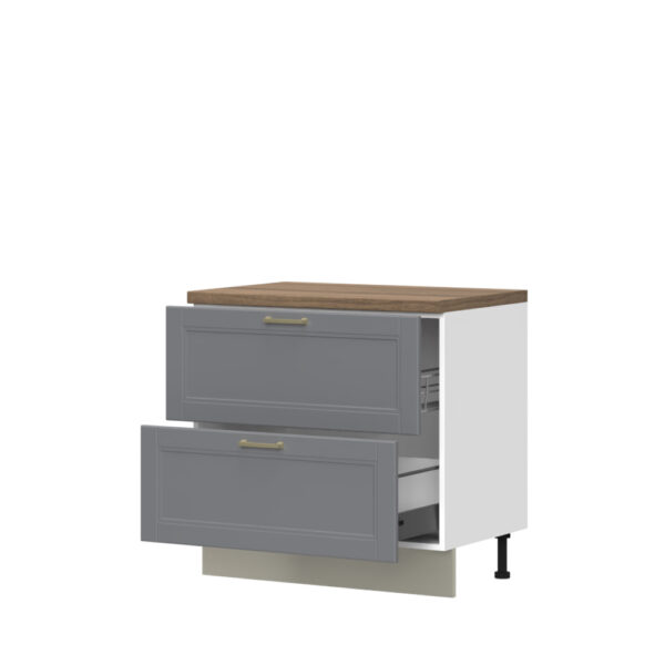 Kuhinjska spodnja omarica za korito z dvema predaloma Tara R-90-2MZ/4, 90 cm, korpus Bela, fronta Grafit mat lak