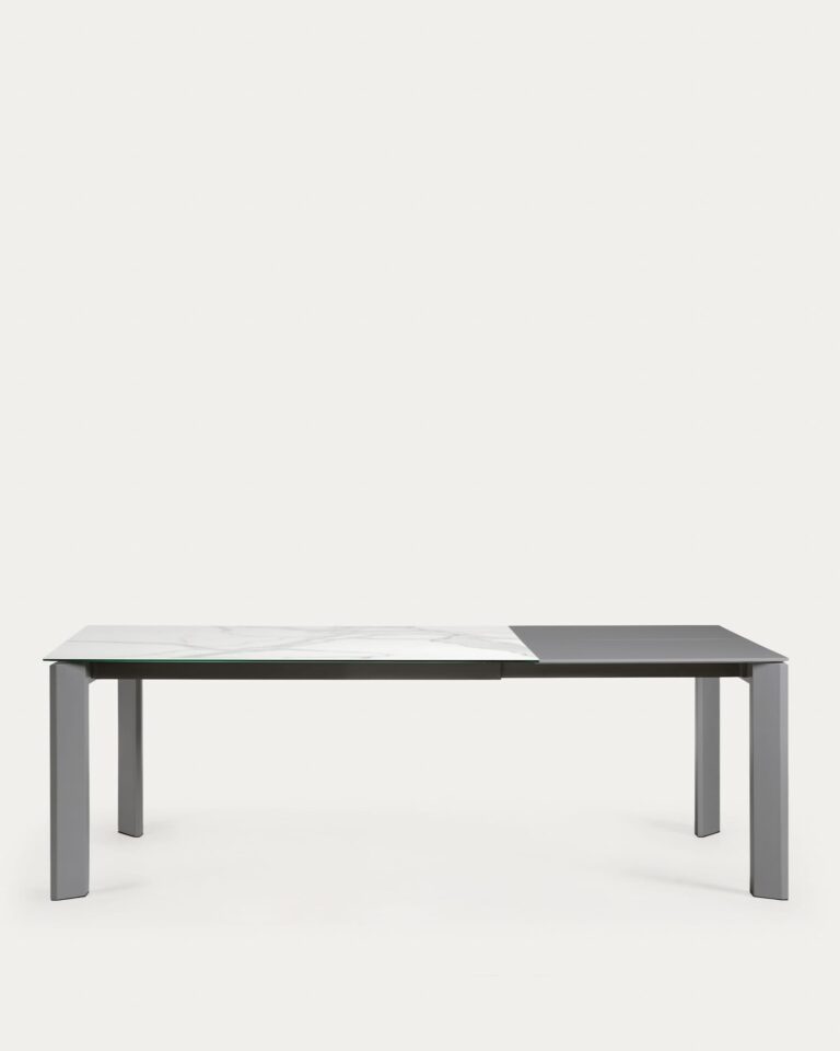 Raztegljiva miza Axis, porcelan White Kalos, antracitne noge, 160 (220) x 90 cm
