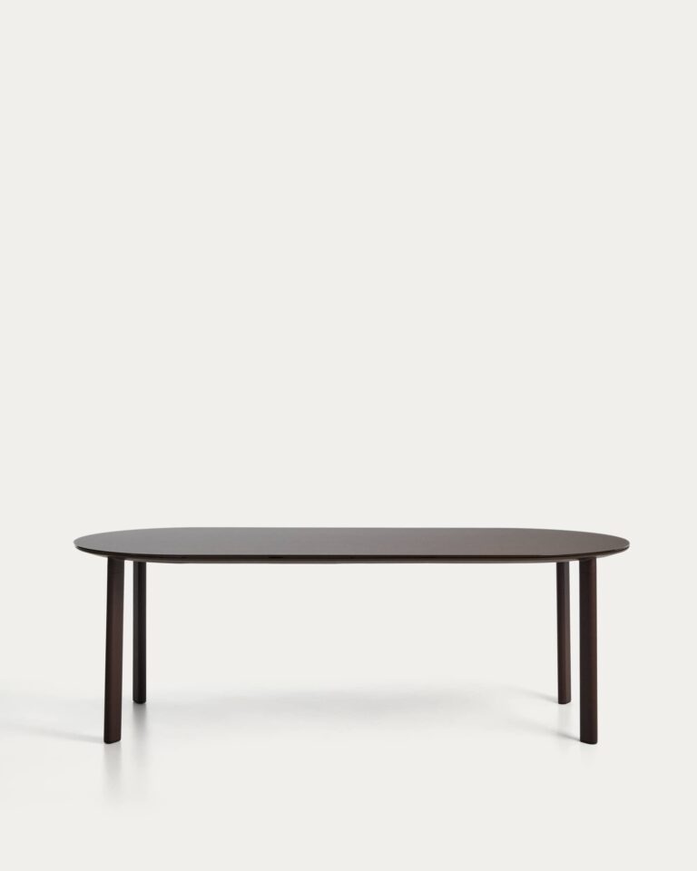 Ovalna vrtna miza Erice, aluminij in kaljeno steklo, 230 x 100 x 75 cm