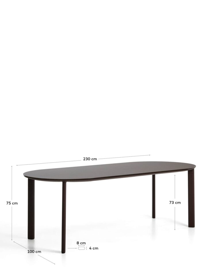 Ovalna vrtna miza Erice, aluminij in kaljeno steklo, 230 x 100 x 75 cm