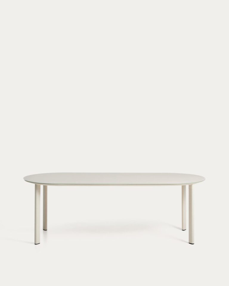 Ovalna vrtna miza Erice, aluminij in kaljeno steklo, 230 x 100 x 75 cm