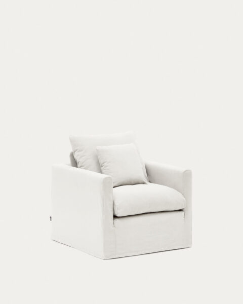 Fotelj Nora z blazino v ecru barvi - 92 cm
