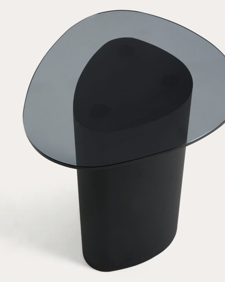 Odlagalna mizica Olir, kaljeno steklo in jeklo, 48 x 46,8 x 52 cm