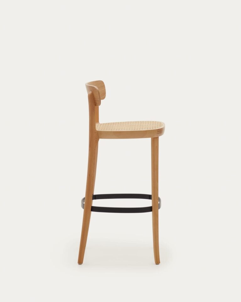 Barski stol Romane, bukev in ratan, 44 x 46 x 99 cm
