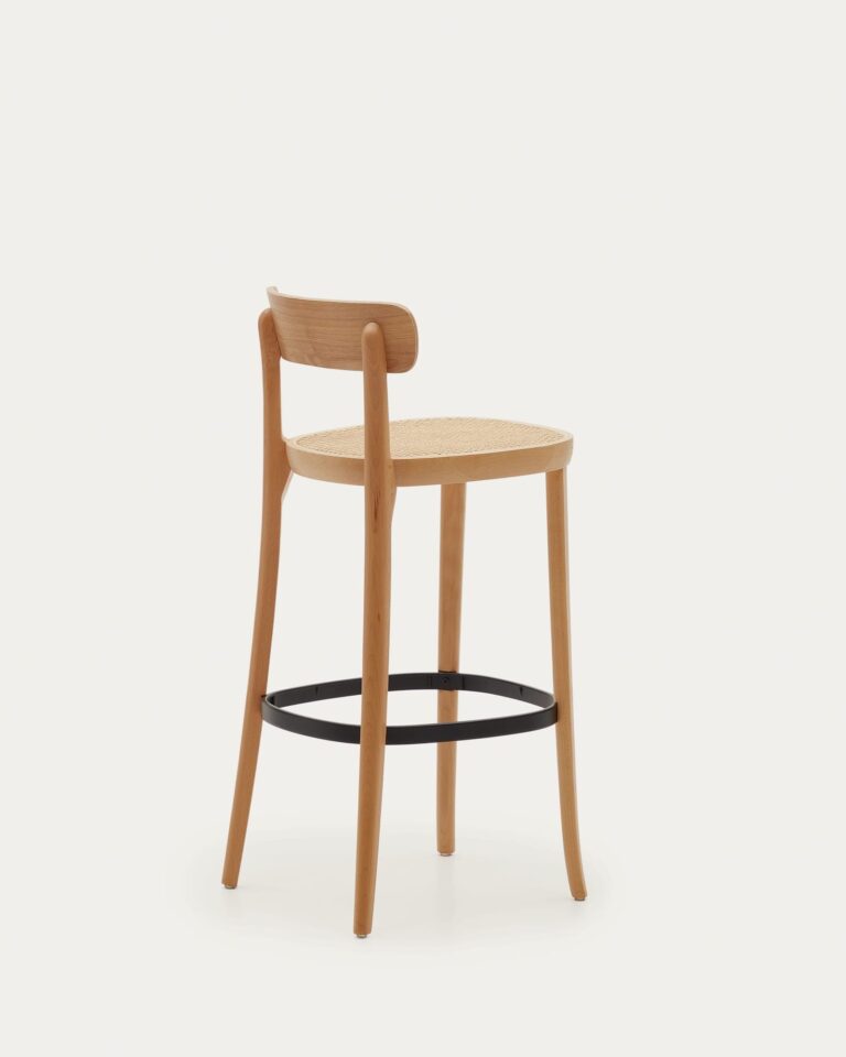 Barski stol Romane, bukev in ratan, 44 x 46 x 99 cm
