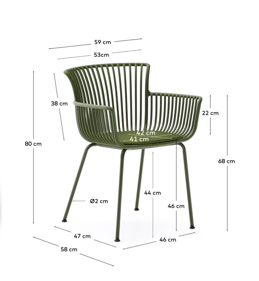 Vrtni stol Surpika, polipropilen, jeklene noge, 59 x 55 x 80 cm