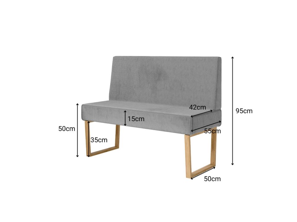 Mere klopi Brera z višino 95 cm in višino sedeža 50 cm.