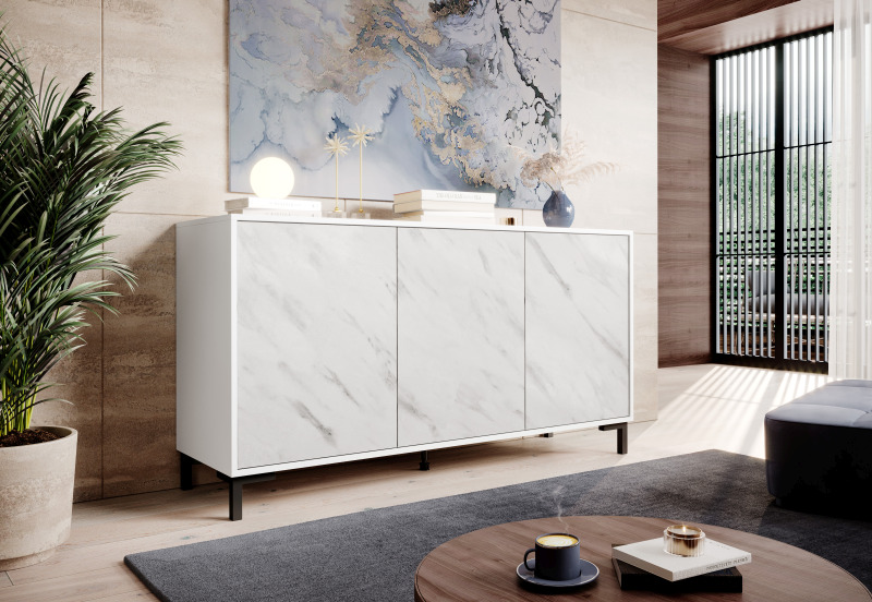 Komoda Marmo 150, beli marmor