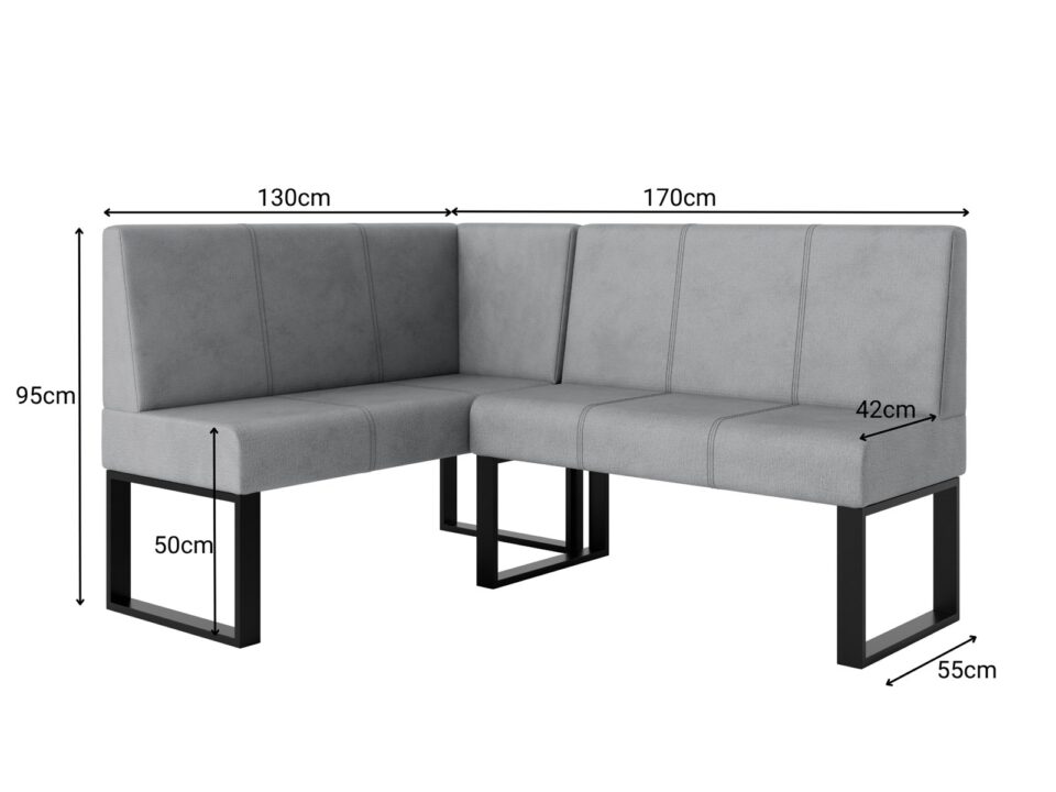Mere kotne klopi Spree: 130 x 170 cm, višina 95 cm, sedišče 50 cm