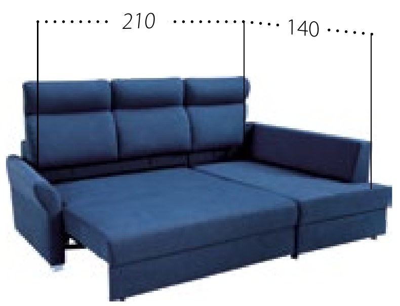 Kotna sedežna garnitura Plato, razprta v ležišče 210 x 140 cm