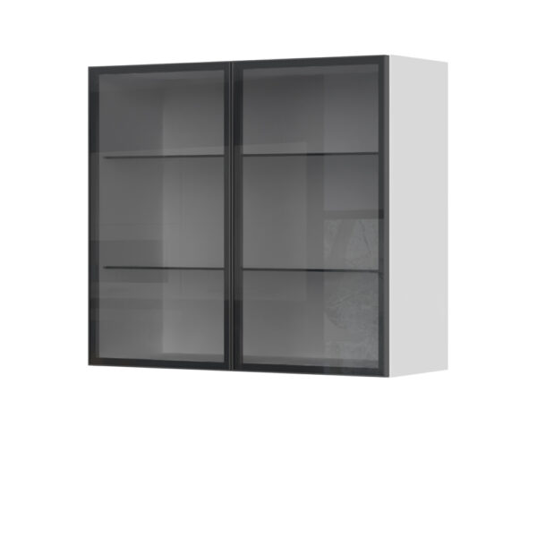 Kuhinjski gornji viseći element s dvostrukim staklenim vratima u alu okviru Ergon V7-80-2AL, 80 cm, visina 72 cm