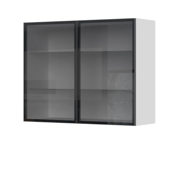 Kuhinjski gornji viseći element s dvostrukim staklenim vratima u alu okviru Ergon V7-90-2AL, 90 cm, visina 72 cm