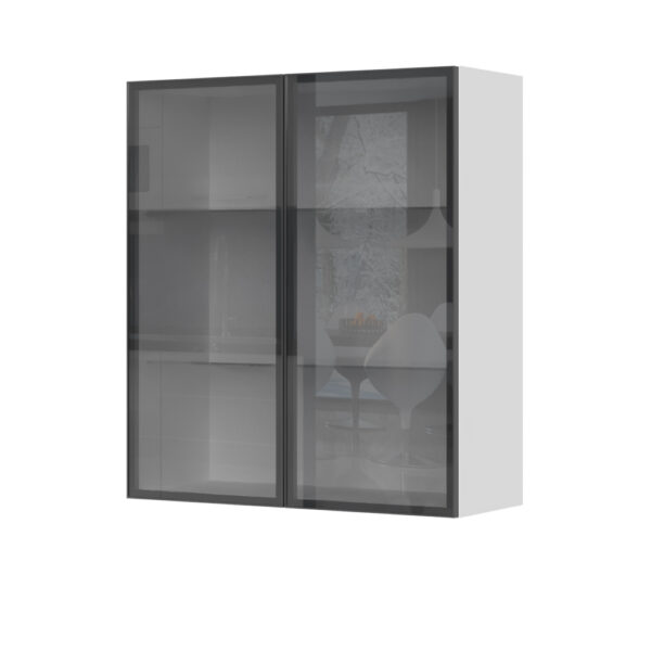 Kuhinjski gornji viseći element s dvostrukim staklenim vratima u alu okviru Ergon V9-80-2AL, 80 cm, visina 91 cm