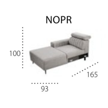 Ležalni modul NOPR z vzglavnikom, desna izvedba, 93 x 165 cm (na sliki model Kobe, iz katerega modulov se sestavi Inari)