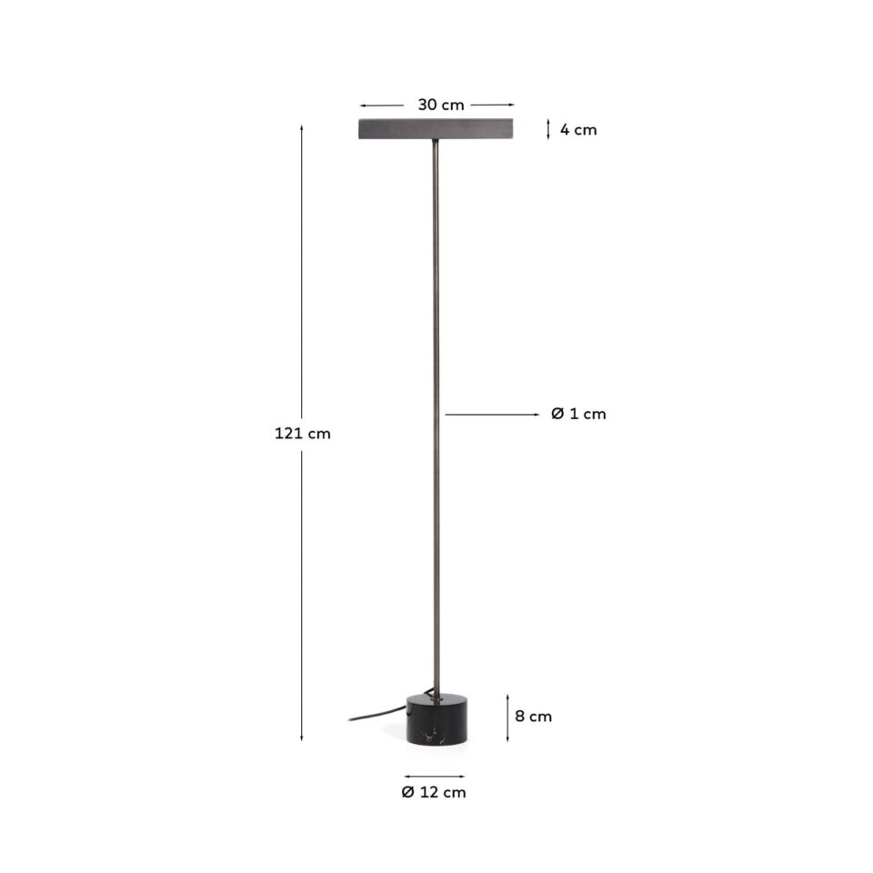 Stoječa svetilka Lynor, brušeno jeklo, marmorno podnožje, višina 121 cm