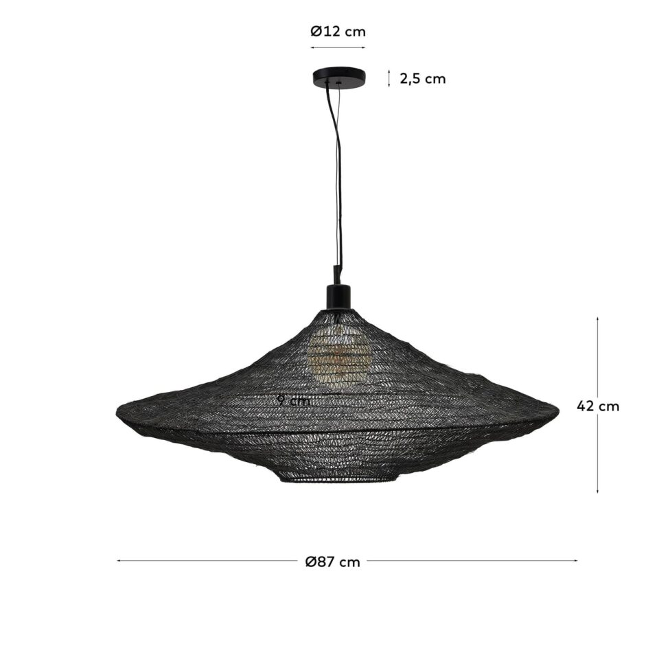 Viseča svetilka Makai, črna kovinska žica, Ø 87 cm, višina 42,5 cm