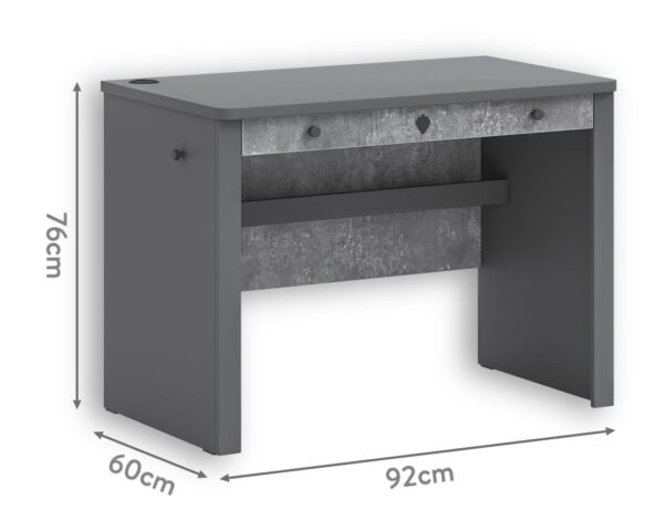 Mala pisalna miza Space Gray, izrez na belem
