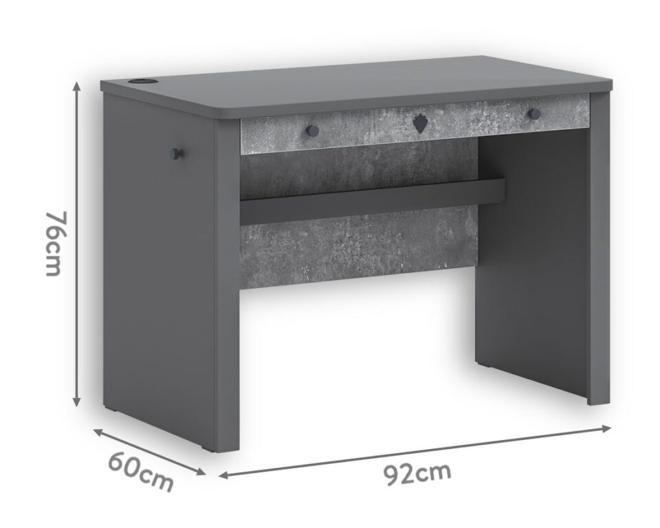 Mala pisalna miza Space Gray, izrez na belem