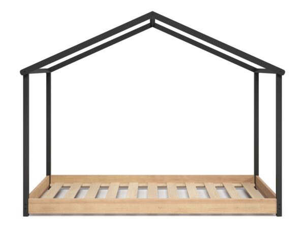 Montessori postelja hiška Arthur 90 x 200 cm z antracitnim okvirjem in hrastovim dnom