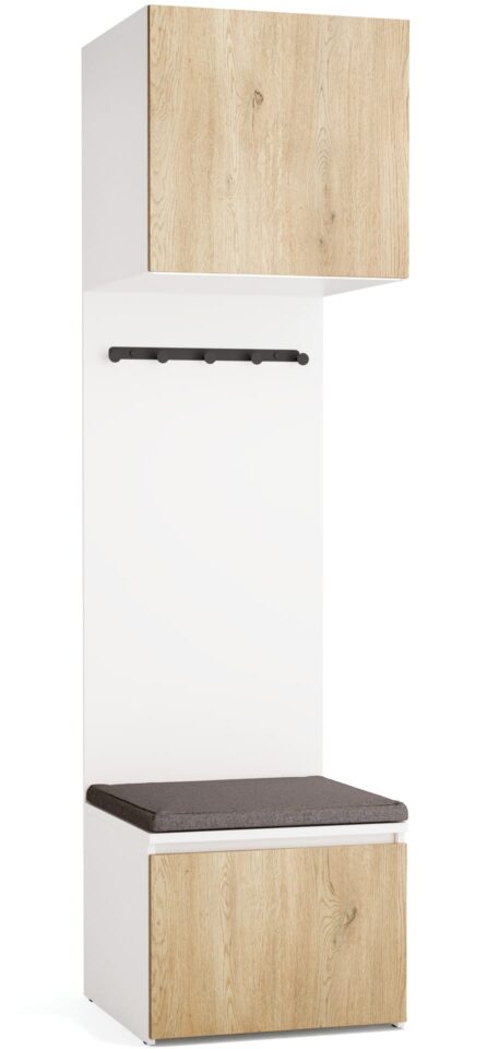Omara z nišo Stor, belo ogrodje, vrata hrast, 225 cm