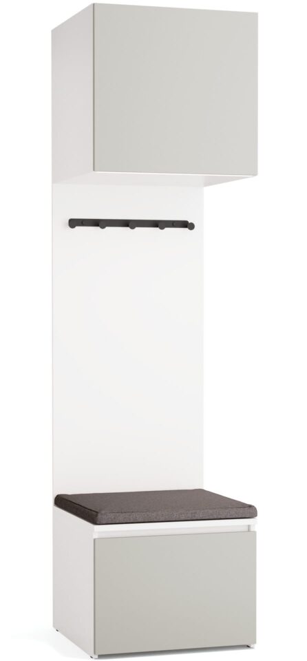 Omara z nišo Stor, belo ogrodje, vrata siva, 225 cm