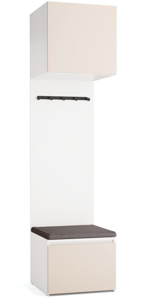 Omara z nišo Stor, belo ogrodje, vrata peščena, 240 cm