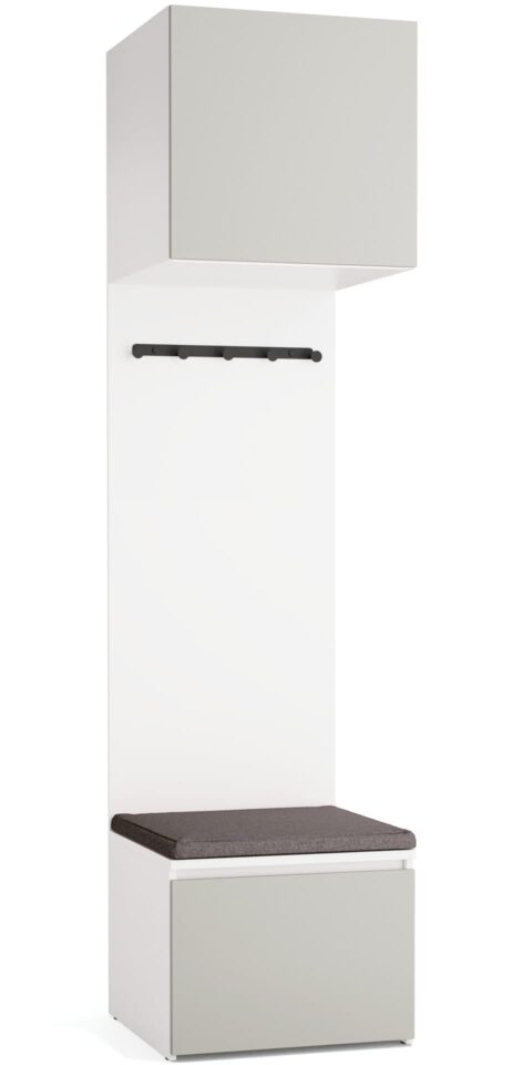 Omara z nišo Stor, belo ogrodje, vrata siva, 240 cm