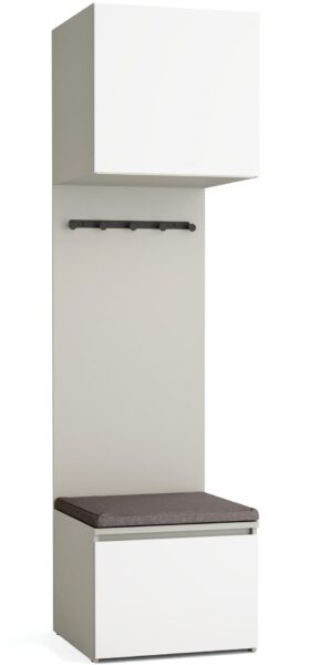 Omara z nišo Stor, sivo ogrodje, vrata bela, 225 cm