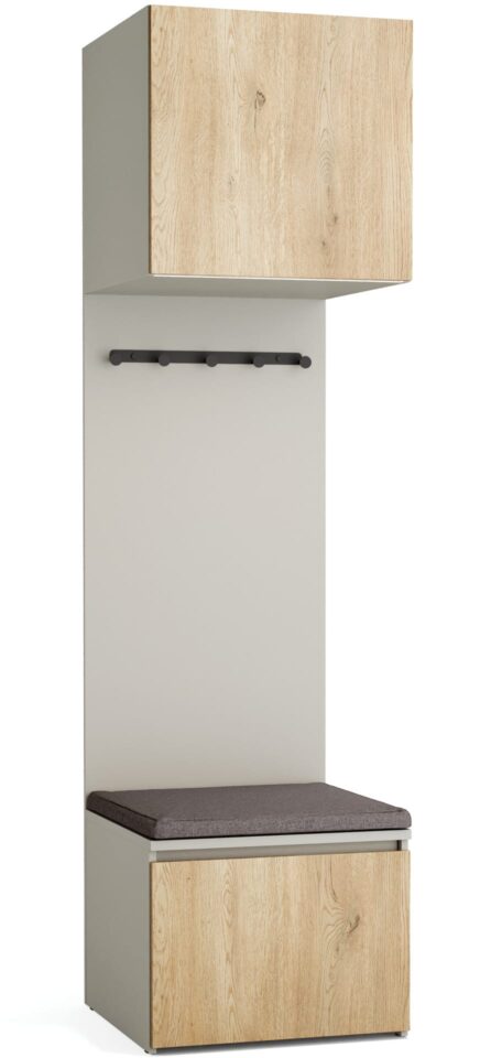 Omara z nišo Stor, sivo ogrodje, vrata hrast, 225 cm