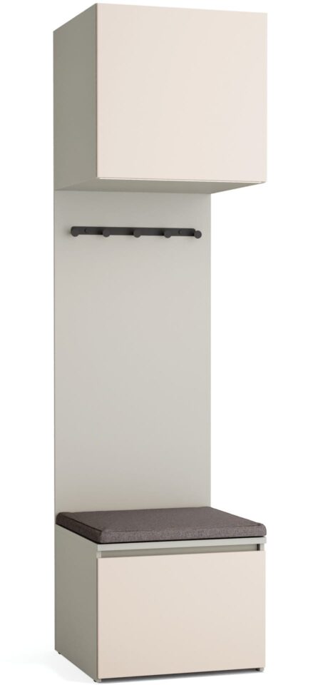 Omara z nišo Stor, sivo ogrodje, vrata peščena, 225 cm