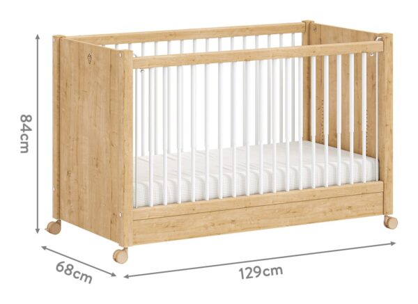 Otroška posteljica Mocha Baby na kolesih za ležišče 60 x 120 cm