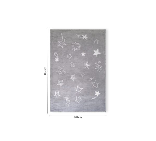 Otroška preproga Star 120 x 180 cm v sivi barvi z belimi zvezdami, pogled od zgoraj