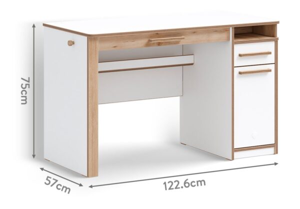 Pisalna miza Modera 122,6 cm s predalom in omarico, izrez
