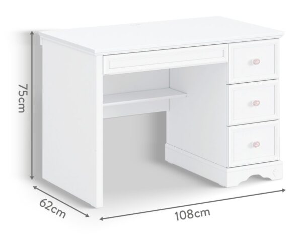 Manjša pisalna miza Rustic White, širina 108 cm