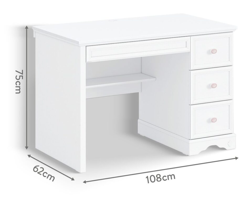 Manjša pisalna miza Rustic White, širina 108 cm
