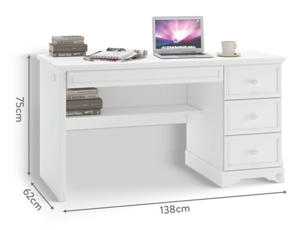Pisači stol Rustic White, dimenzije 138 x 75 x 63 cm